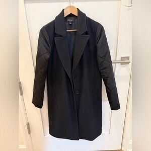 Halogen Quilted Sleeve Black Trench Coat